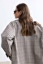 Plaid Patterned Minimal Trench Coat - 7