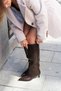Vi̇ona Women's Pointed Toe Short Heeled Below-The-Knee Boots Stylish Casual Boots - 6