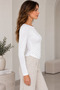 Women's Ecru Boat Neck Side Gathered Detailed Lined Long Sleeve Viscose Elastane Blouse - 4