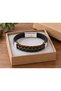 Harviano Fieldweave Black Leather Men's Bracelet - Brown Green Navy Blue Braided - 3