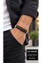 Harviano Fieldweave Black Leather Men's Bracelet - Brown Green Navy Blue Braided