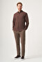 Brown Biritli Collar Long Sleeve Pocketless Slim Fit Cotton Shirt 1004260207 - 4
