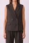 Button Detailed Vest Brown - 4