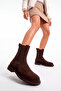 Women's Elastic Casual Chelsea Boots Sebon Brown Suede - 3