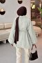 Fake Cuff Shirt with Tie Detail, Green - 3