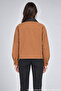Women's Tan Leather Collared Oversize Coat with Zipper Pockets - 4