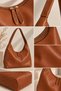 Women's Tan Leather Shoulder Bag Soft Textured & Large Volume - 3