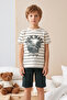 Boy's Short Sleeve Shorts Combed Cotton Pajama Set 4279 Khaki