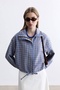 Blue Plaid Zipper Jacket