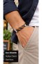 Sorello Copperblue Black Navy Blue Orange Leather Men's Bracelet - Colorful Weave