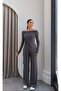 Women's Top and Bottom Set Madonna Collar Tie-Front Blouse Wide-Leg Pants 2-Piece Set - 3