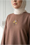 Women's Floral Embroidery Detailed Loose Long Sweatshirt Tunic - 2