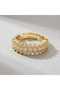 316L Steel Gold Yellow Row Zircon Stone Adjustable Women's Ring Jewelry - 5
