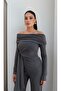 Women's Top and Bottom Set Madonna Collar Tie-Front Blouse Wide-Leg Pants 2-Piece Set - 4