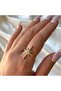 Women's Gold Color Stone Adjustable North Star Ring - 3