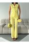 Women's Big Button Detailed Vest Pants Double Set