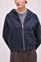 Hooded Basic Zippered Sweatshirt - 2