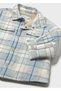 Baby Boy Long Sleeve Blue Plaid Shirt with Fur Inside - 4