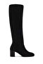 Women's Black Thick Heeled Suede Leather Boots Wf160015Ds