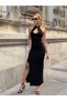 Chest and Back Cut-Out Long Dress with Slits - 2