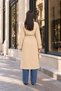 Women's Stand Collar Double-Breasted Belted Long Trench Coat - Beige - 5