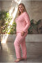 Reported Interlock Fabric Collar Buttoned Winter Plus Size Women's Pajama Set 2900 - 4