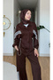 Women's Brown Striped Elastic Waist Sports Set - 2