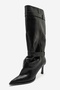 Marcella Black Belted Women's Thin Heeled Boots - 7