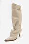 Marcella Ecru Belted Women's Thin Heeled Boots - 7
