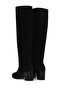 Women's Black Thick Heeled Suede Leather Boots Wf160015Ds - 7