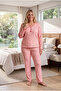Reported Interlock Fabric Collar Buttoned Winter Plus Size Women's Pajama Set 2900 - 2