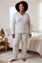 Reported Interlock Fabric Collar Buttoned Winter Plus Size Women's Pajama Set 2900 - 2