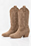 Women's Mink Comfortable Fit Laser Patterned Heeled Boots - 4