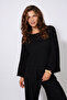 Openwork Knitted Italian Sleeve Tricot Sweater Black - 2