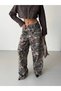 Trend Special Design High Waist Foldable Belt Detail Waist-Accentuating Camouflage Jeans Palazzo Jean Pants-High Rise Foldable Belt Detail Camouflage Jeans