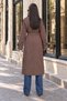 Women's Stand Collar Double-Breasted Belted Long Trench Coat - Brown - 5