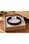 Cortesso Walnut Brown Leather Men's Bracelet - Double Row Weave Design - 2