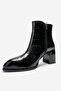Lynda Black Patent Leather Print Women's Thick Heeled Boots - 8