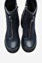 Anett Navy Blue Leather Navy Blue Suede Zippered Women's Platform Heeled Boots - 2