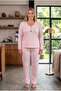 Reported Interlock Fabric Collar Buttoned Winter Plus Size Women's Pajama Set 2900 - 2