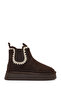 Women's Brown Thick-Soled Patterned Suede Leather Teddy Boots Wf530014Ds