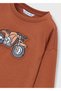 Boy's Brown Motor Detailed Long Sleeve Tshirt - 5