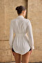 Women's White Lace Detailed Buttoned Tie-Up Shirt - 8