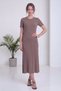 Women's Crew Neck Short Sleeve Ribbed Knit Dress Baby Blue, Khaki, Brown, Pink