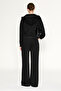 Rosera Women's Organic Cotton Stoned Drawstring Black Trousers - 5