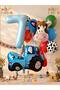 Tractor and Cow Themed 7 Year Old Balloon Set 11 Piece Farm Concept Birthday Balloon Set