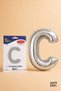 Silver Foil Balloon Letter C 16 Inch 40 Cm, Silver Color Name and Birthday Party Decoration
