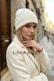 Women's Beret with Rhinestones and Geometric Pattern - 3