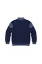 Men's Large Size Navy Blue Hattush Zippered High Collar Patterned Knitwear Sweater 3Xl-4Xl-5Xl-6Xl - 5