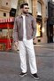 Camel Zippered Lined Cashmere Men's Jacket E7207 - 5